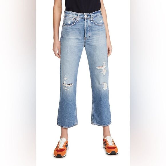 Rag & Bone Maya High Rise Distressed Ankle Straight Jeans In Amar Size 24 - Picture 1 of 10